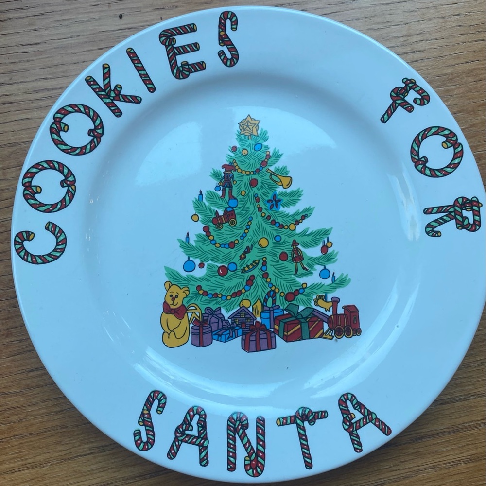 Vintage Christmas Village “Cookies for Santa”Plate 8 1/2 in Holiday Cookie Plate
